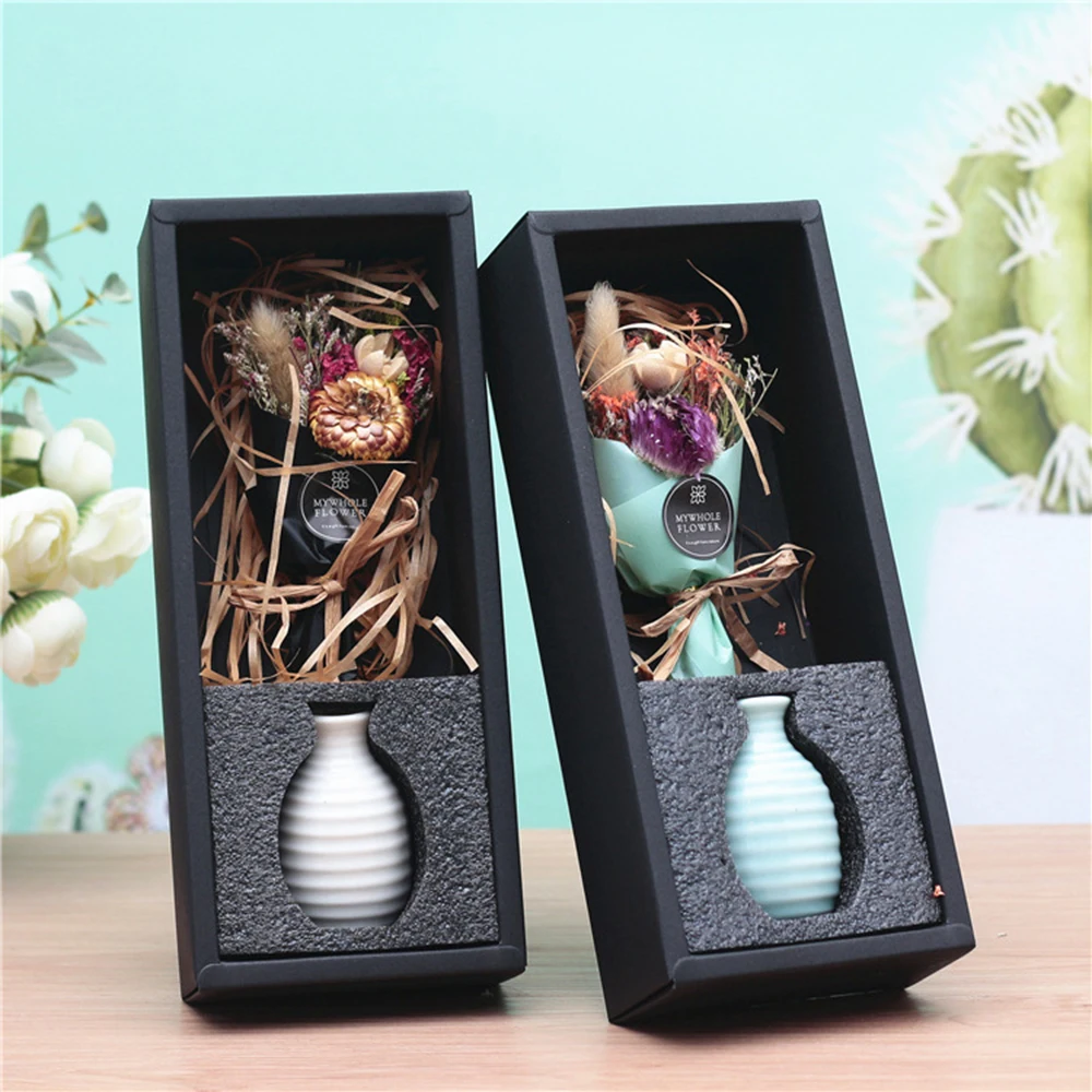 Букет цветов ручной работы с вазой искусственные сушеные цветы букет подарок для