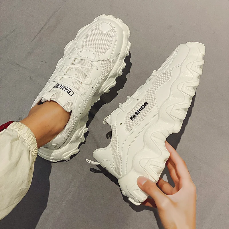 Bjakin Chunky Fashion Man Sneakers Lace Up Thick Bottom Running Shoes Casual Non-slip Sport Athletic Rubber Sole Trainers | Спорт и
