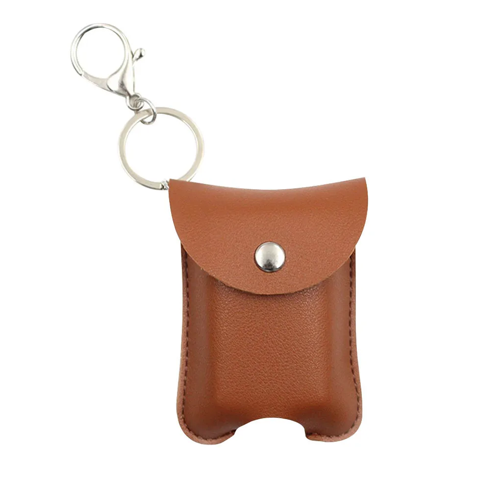 

Travel Outdoor Supplies Reusable Empty Bottle Holder Keychain Holder Portable Hand Sanitizer Keychain Leather Case #20