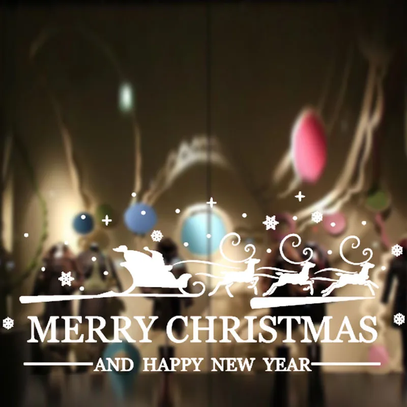 

1 Pcs Snowflake Santa Elk Christmas White Static Glass Sticker Window Home Decoration