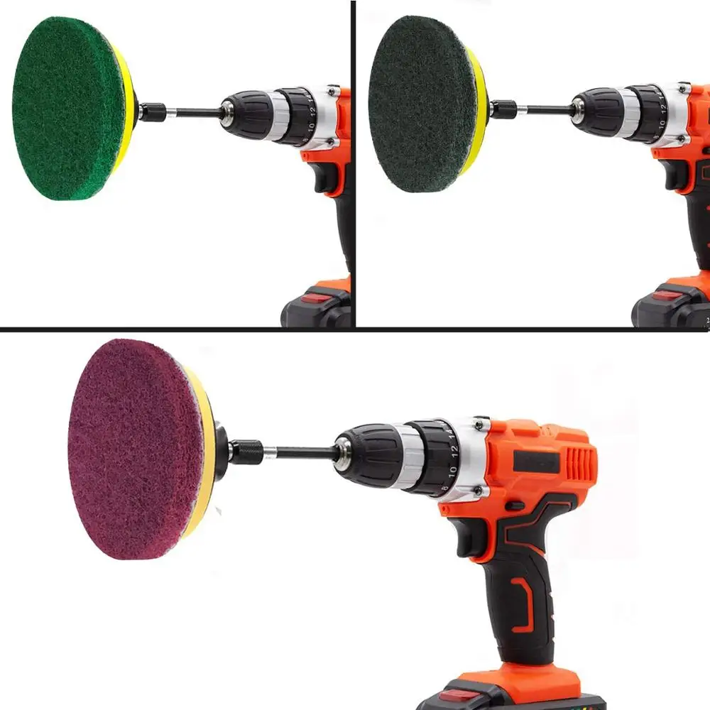 26 pieces set power scrubber pads kit drill 4 inch drill brush scouring cleaning pads for kitchen bathroom car headlight free global shipping