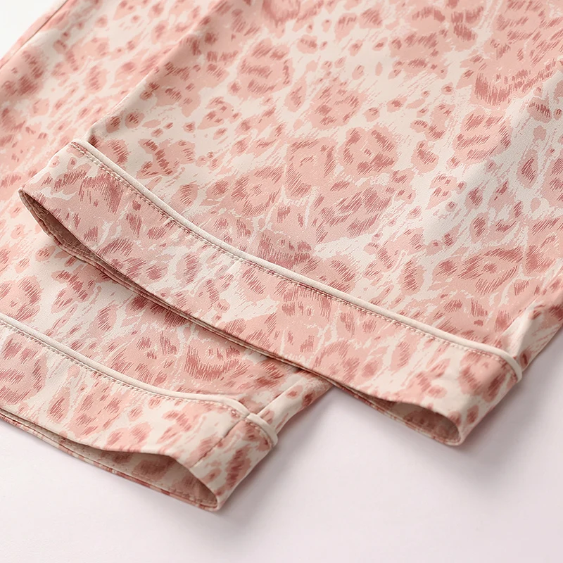Женская атласная пижама LILYMODA комплект для сна с длинным рукавом и леопардовым