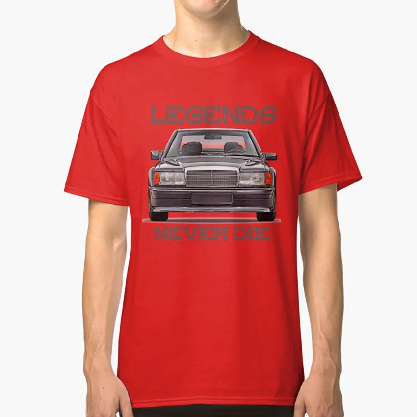 Футболка W201 Legends Never Die 190 e 190e mercedes evo 190evo w201 evo w201 w 201 w201 подарок w201 - Цвет: Красный