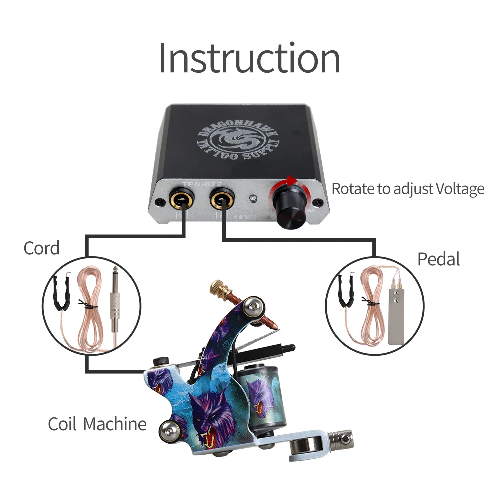 Набор для татуировок начинающих набор пистолета блок питания ручки инструментов