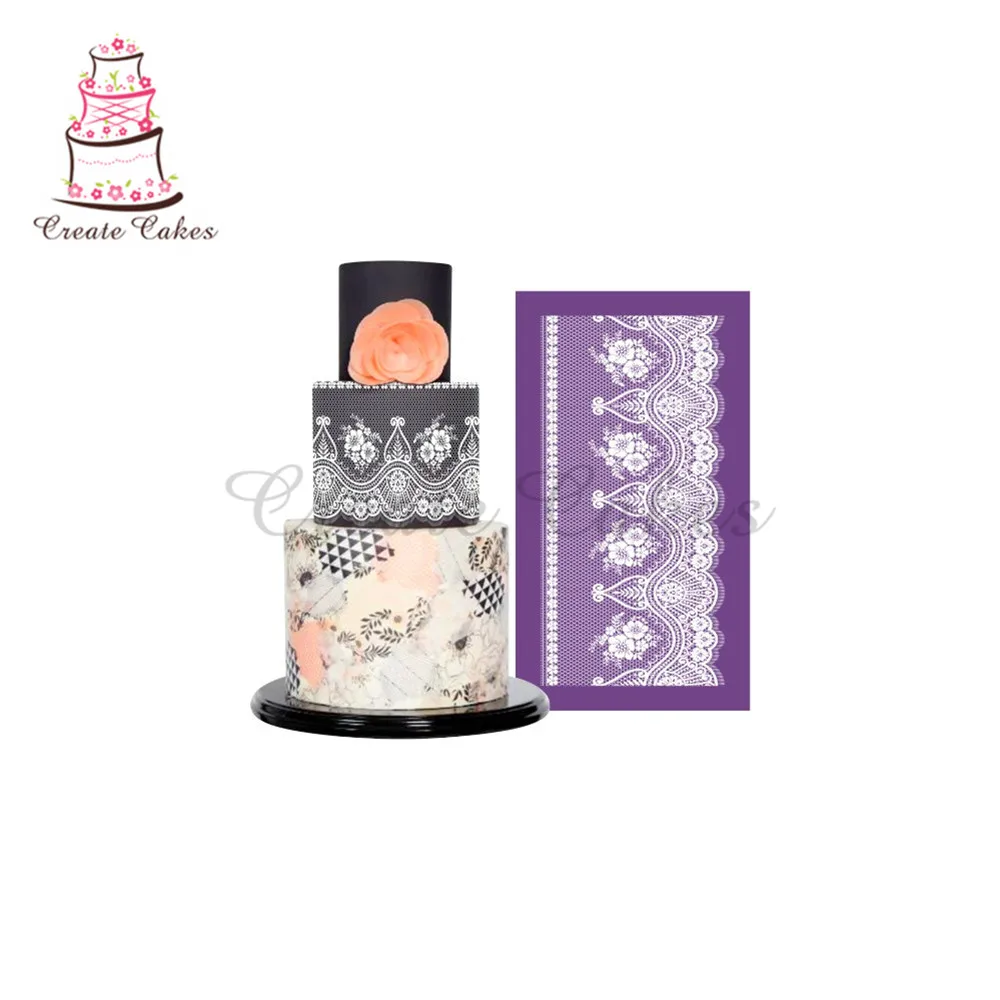 Цветы и листья кружева трафарет для торта дизайн Фондант новый торт сетчатый