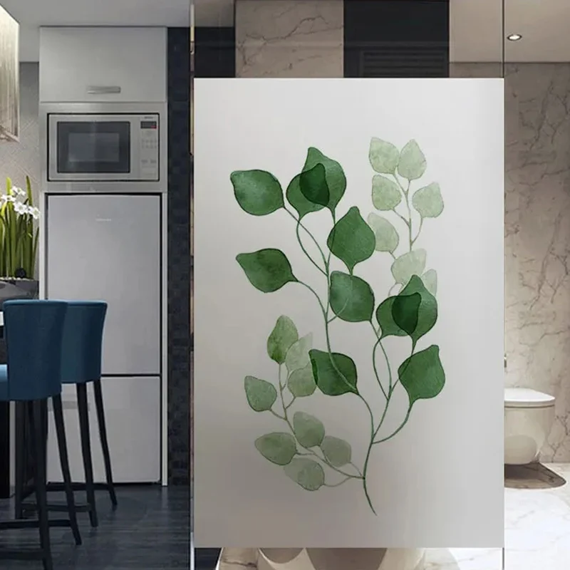 

Bathroom balcony window door glue-free electrostatic film transparent and opaque Nordic ins plant frosted glass sticker