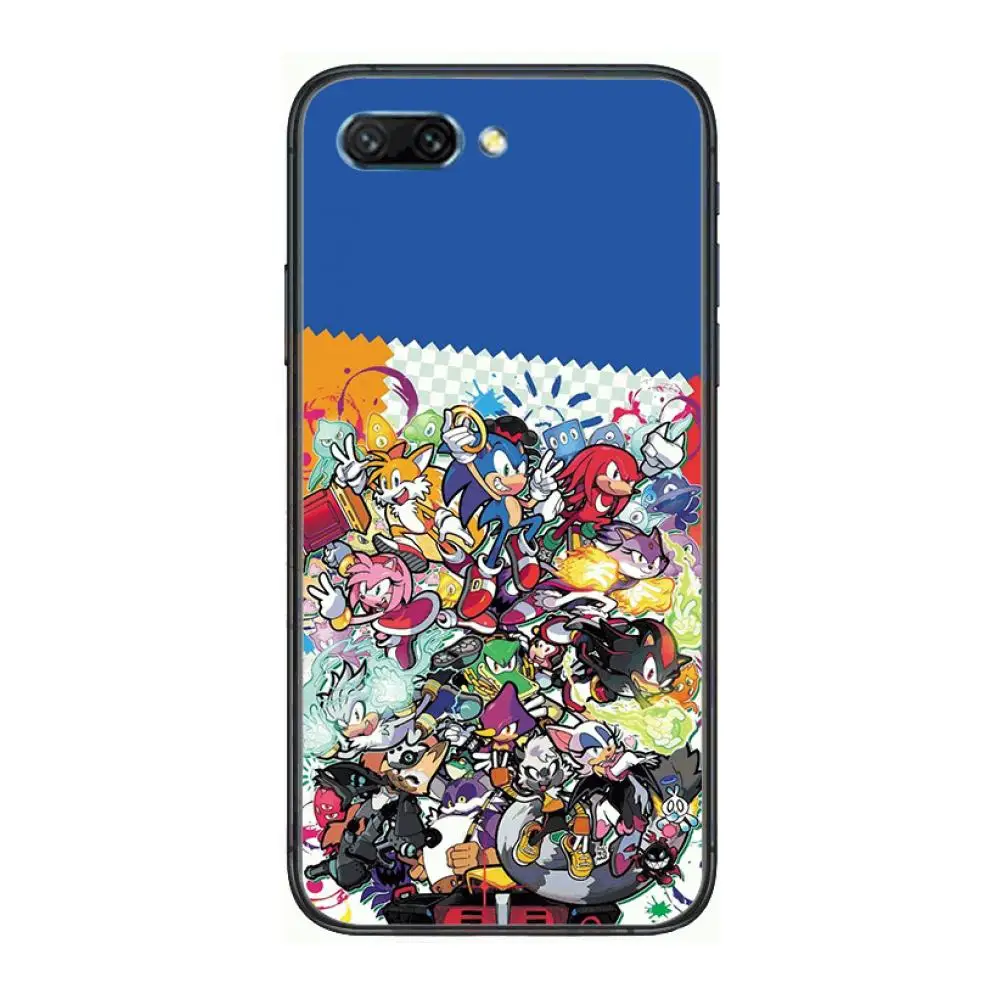 

Bumper 3D Anime Blue Sonic clear Phone Case For Huawei Honor 10 9 8 7 N Pro Lite A C RU Black Etui Coque Hoesjes comic fashion