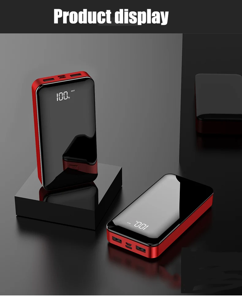 Внешний аккумулятор 30000 мАч, внешний аккумулятор, 2 USB, светодиодный, PoverBank, type-c, портативное зарядное устройство для телефона Apple, Xiaomi