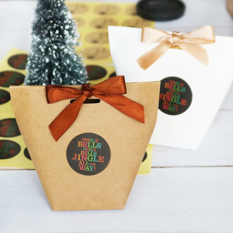 108 шт Jingle Bell Черная бумажная наклейка Счастливого Рождества самоклеющаяся печать