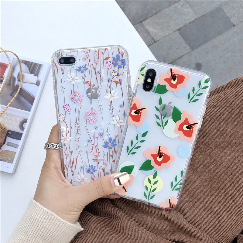 Цветочный Единорог Фламинго чехол для iPhone 7 XR прозрачный X Xs Max Xr 6 6s APPLE 8 9 plus