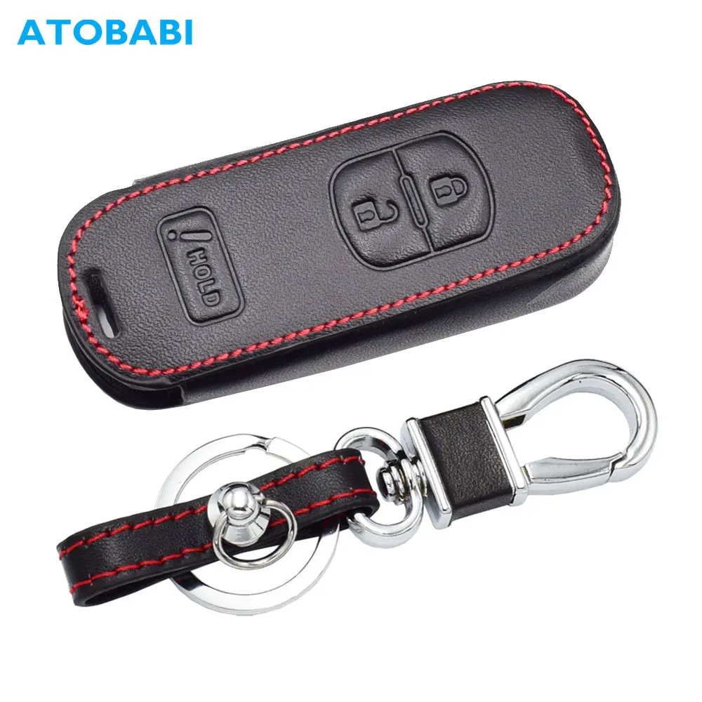 Чехол для ключей из натуральной кожи Mazda 3 CX3 CX5 CX7 CX9 Speed Smart Remote Control Fob Protector Cover Keychain