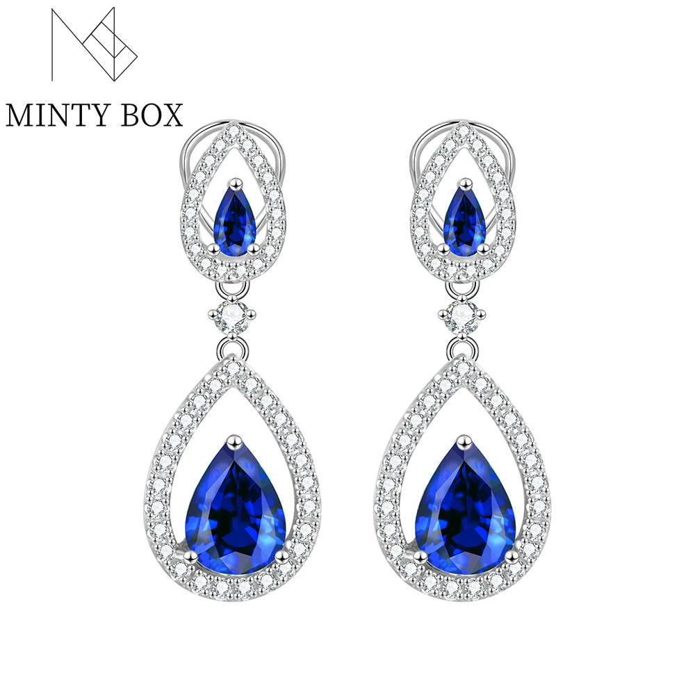 

Mintybox Lab Grown Sapphire Emerald Gemstone Earrings 925 Sterling Silver Unique Luxury Design Jewelry For Women Wedding Gifts