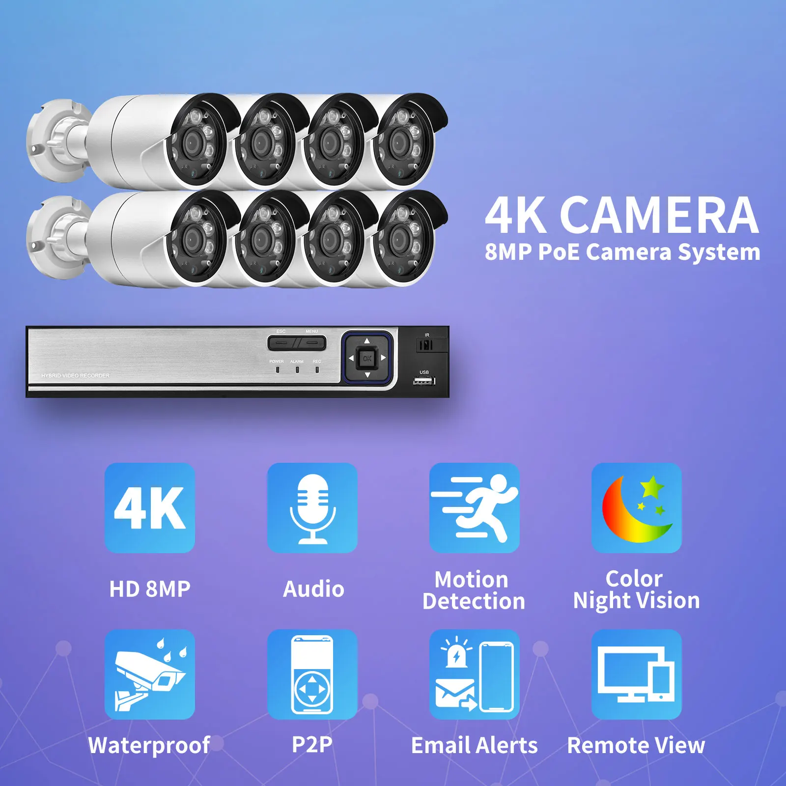 Система видеонаблюдения Gadinan 4K 8 каналов Мп NVR POE | Безопасность и защита