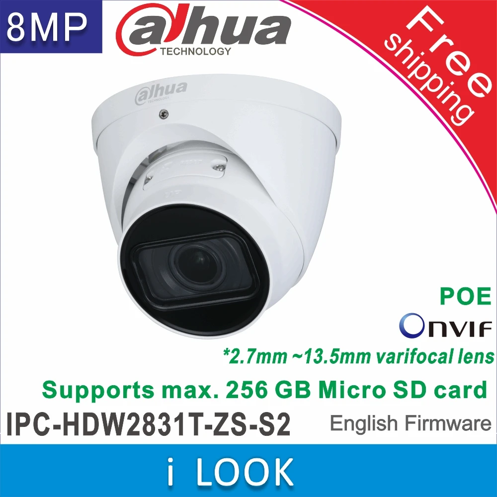 Оригинальная камера Dahua IPC HDW2831T ZS S2 8 Мп встроенный разъем для SD карты IR40M poe Starlight IP 2