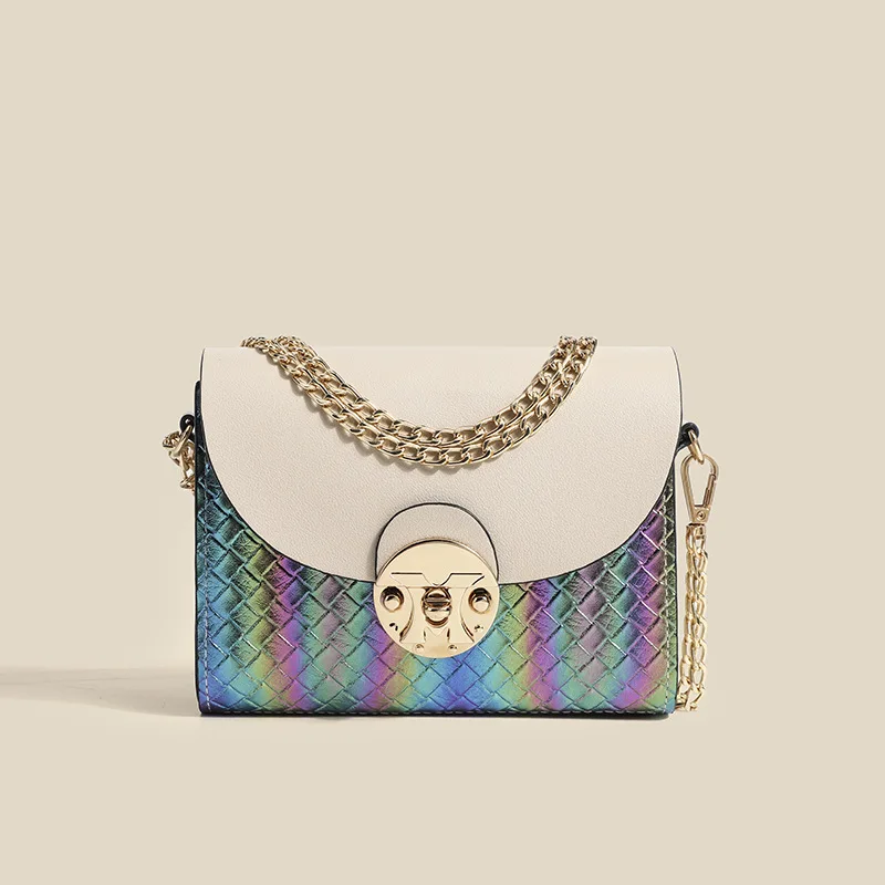 Women Bag Casual Travel Handbag With Silk Scarf Ladies Chain shoulder Messenger Bag Fashion Woven Pattern Leather Crossbody Bag