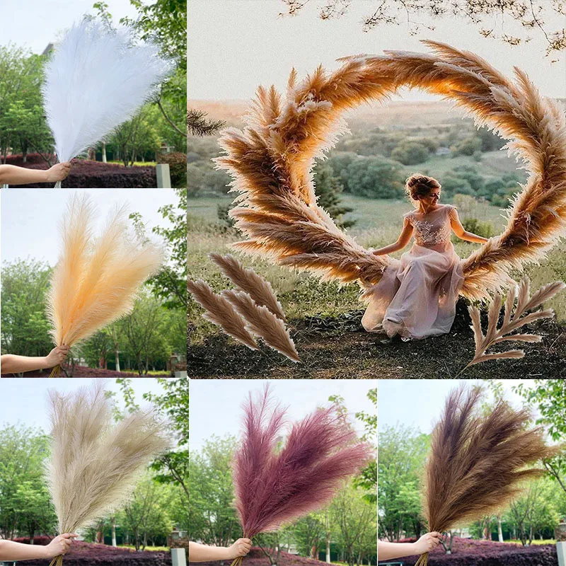 

120cm Artificial Pampas Grass Dried Reed Flowers Bouquet Fake Plant For Pampas Reeds,Home Decor,Wedding Decor Rabbit Tail Grass
