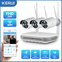 kerui outdoor h 265 3mp 8ch wireless nvr security camera system kit wifi video surveillance face recorder cctv for home garage