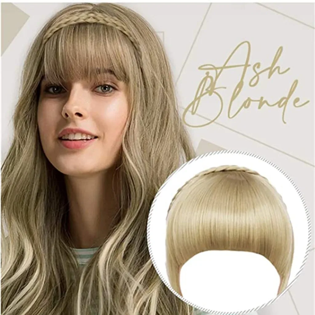 

Similler Synthetic Hair Neat Fringe With Braids Headband Blunt Bangs Hair Extensions Braid Hairband Synthetic Bangs#y30