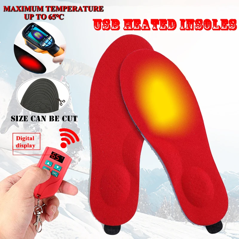 

Hot Sale Heated Insoles with Remote Control Winter Skiing Warmer Shoes Insert Pads 2000mAh Electric Heating Man Women Feet Pad