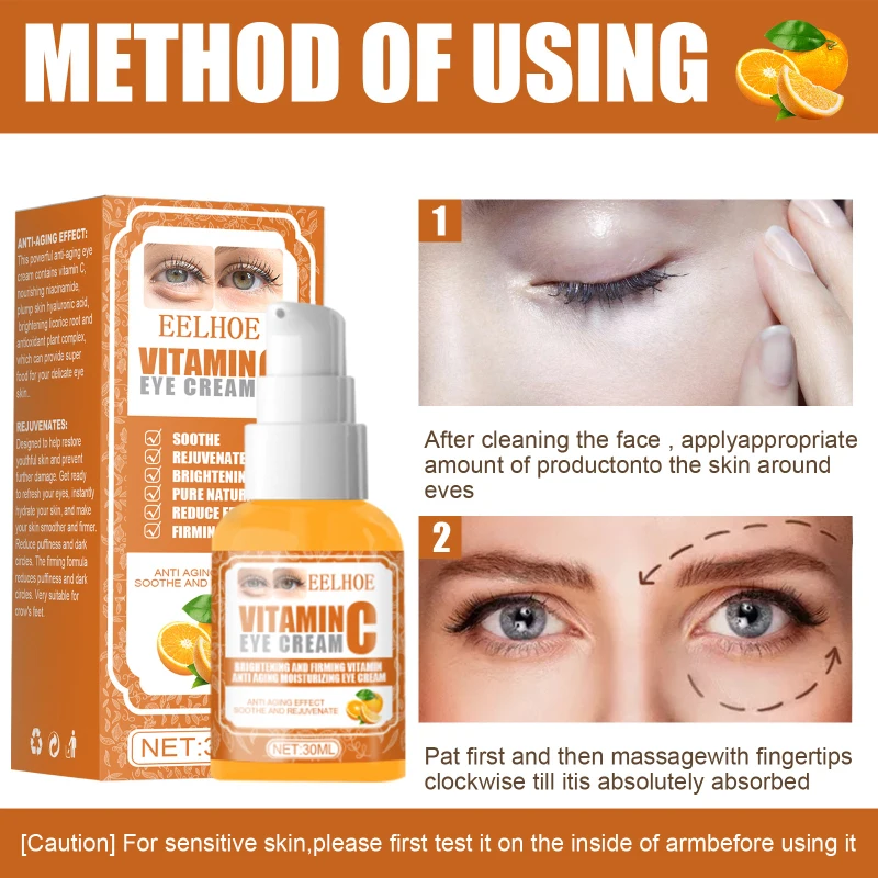 

Vitamin C Eye Cream Firming Anti Aging Wrinkles Eyes Serum Remove Dark Circles Moisturizing Whitening Skin Care Korean Cosmetics