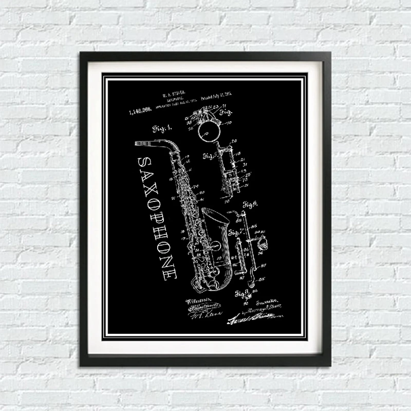 Настенный художественный саксофон джаз лакированная винтажная печать плакаты и