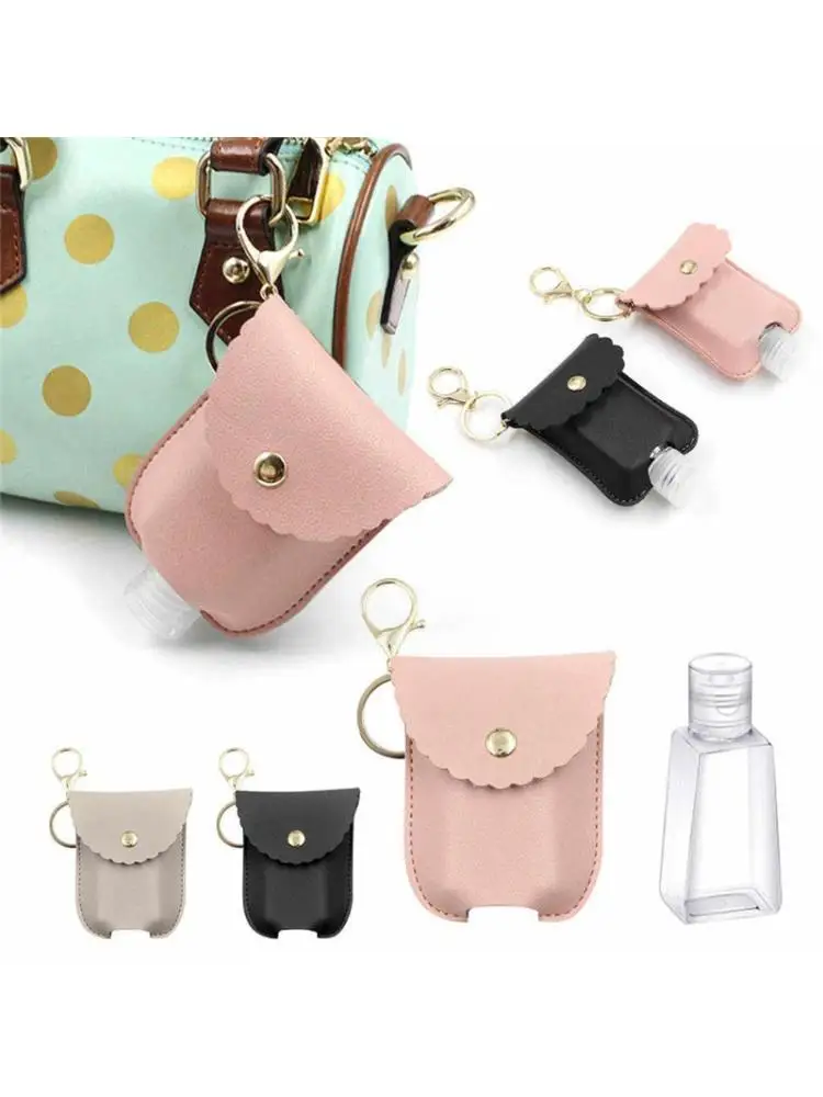

2Pcs Empty Travel Bottle and Keychain Holder Travel Bottle Empty Hand Sanitizer Bottles Container Leather Cover Kit 2Oz