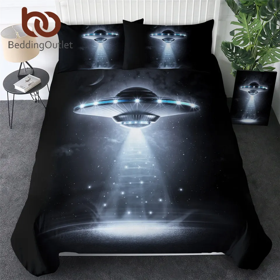 BeddingOutlet Spaceship Bedding Set Alien Duvet Cover King Dirigible Home Decoration Nebula Bedclothes Modern Comforter | Дом и сад