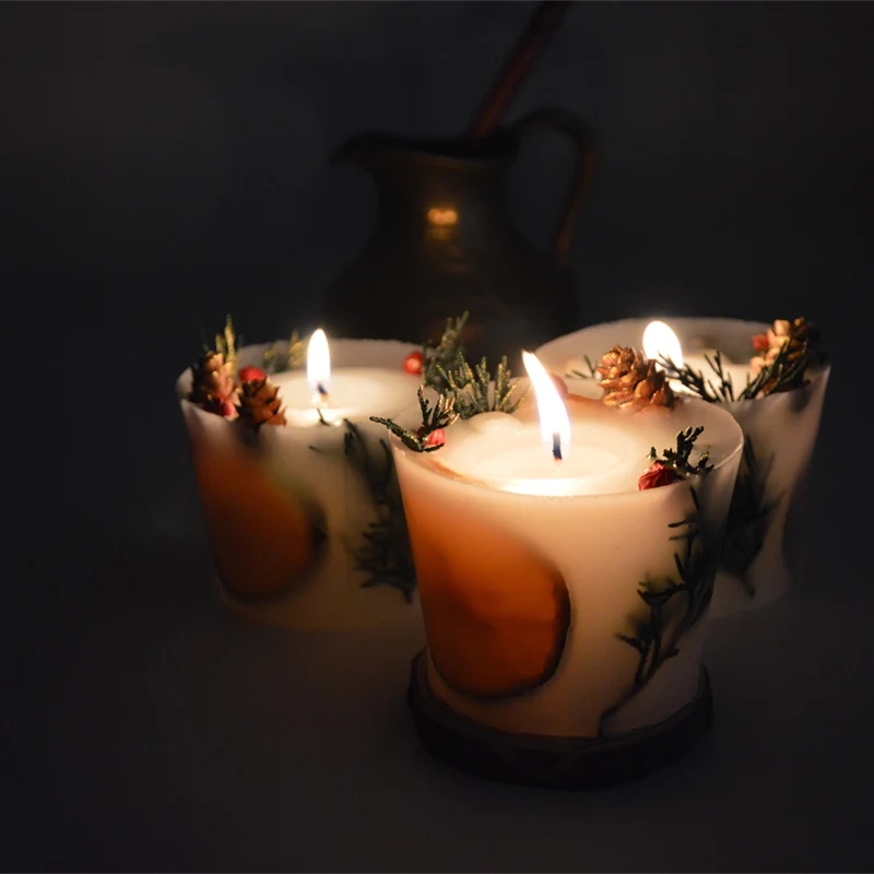 Рождественские Ароматические свечи в виде соснового конуса соевая ароматерапия