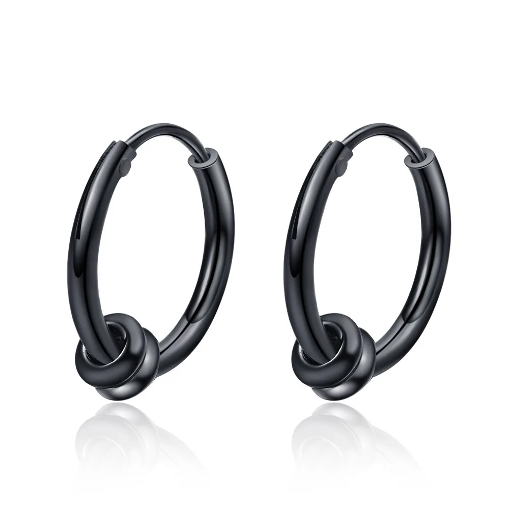 

2021 New Fashion Simple Round Hip Hop Earrings Black and Silver Color Temperament Hoop Earrings For Charm Women Jewelry Gift