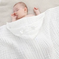 70140cm six layer gauze hooded cape newborn swaddle cotton baby pure white pink blue color cover blanket children bath towel