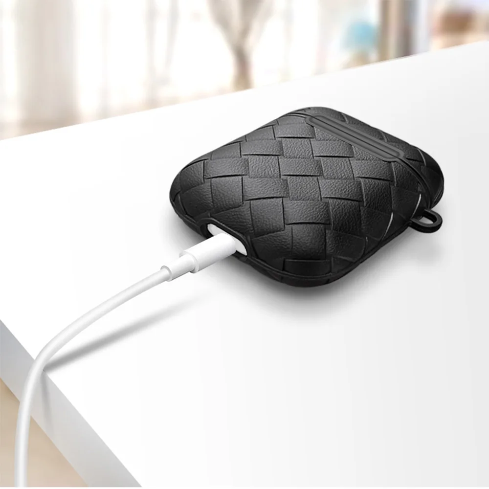 

Woven Pattern Earphone Case For Apple Airpods 1 2 Universal Shockproof Protector Cover For AirPod 1/2 Wireless Headset Soft Case