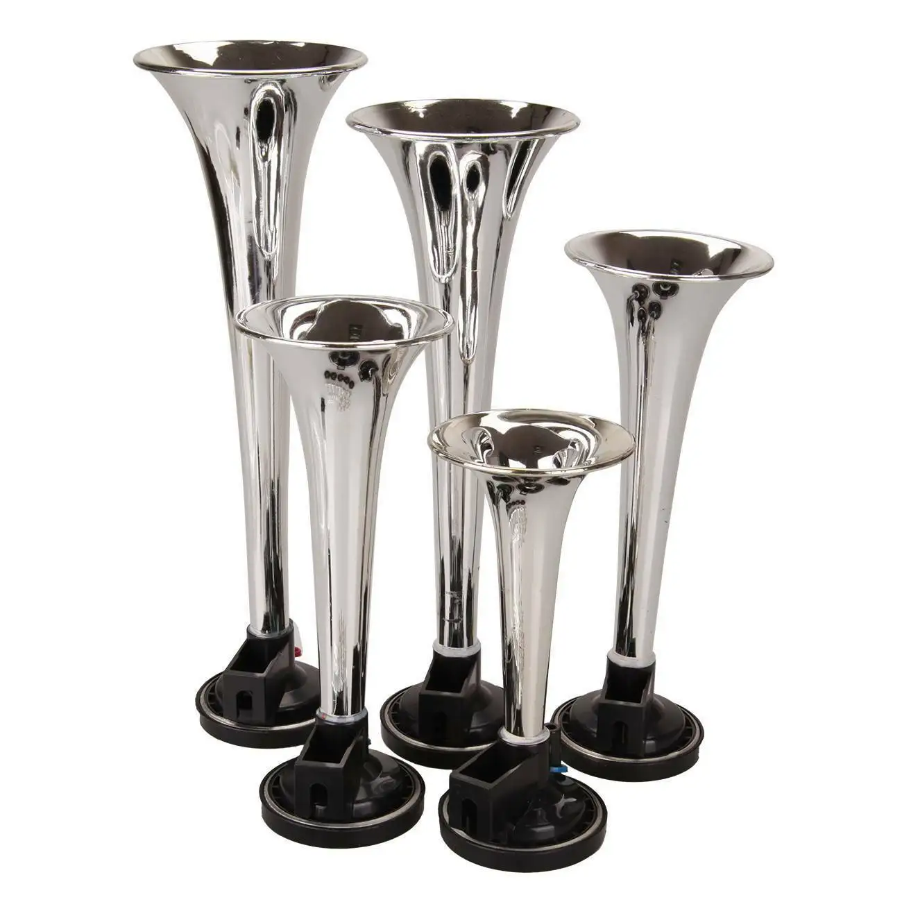 

Samger 12V 125db 5pcs Loud Chrome Aluminum Coil Car Trumpet Air Horn Musical Air Horn with Air Compressor for Car Truck Boats