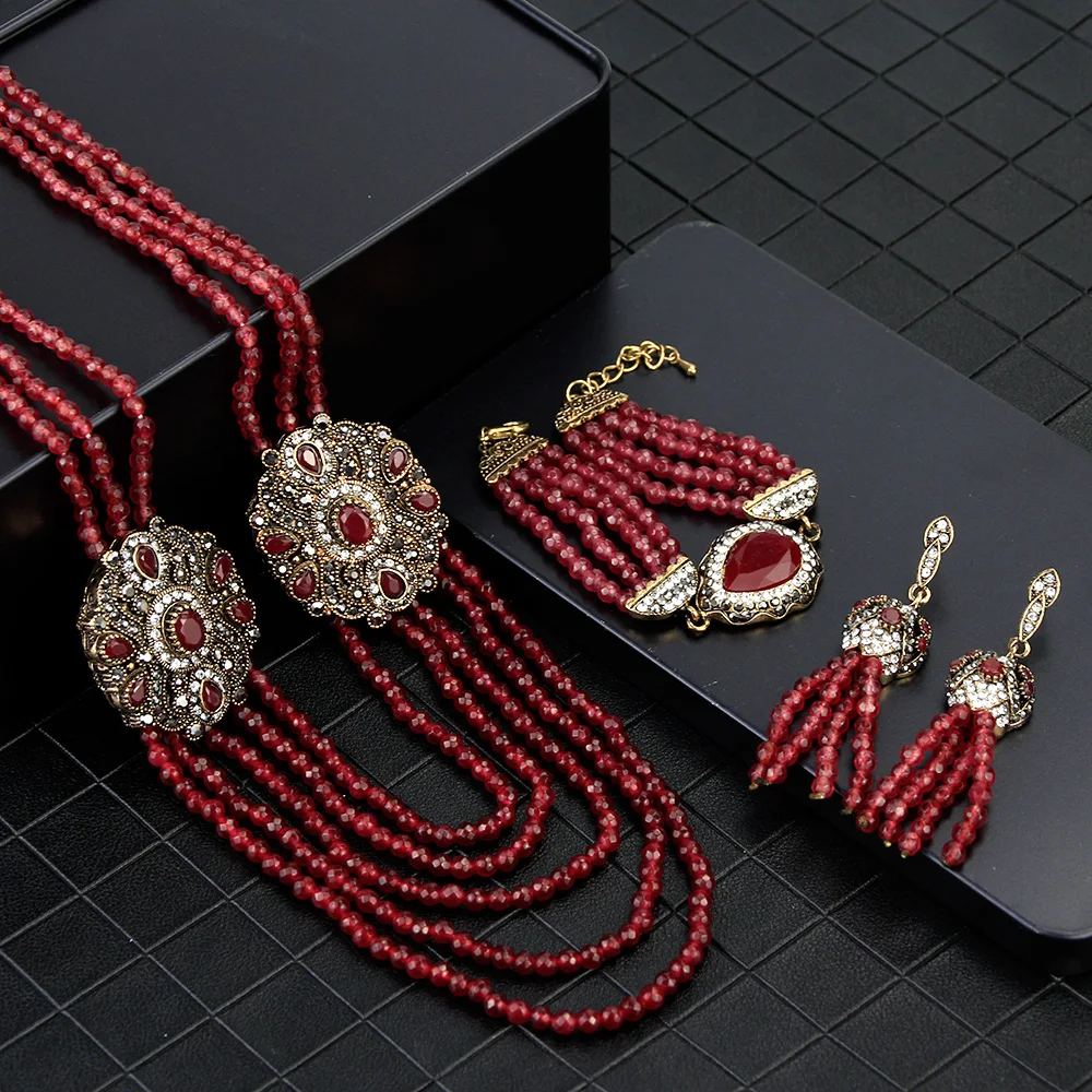 Женский комплект ювелирных изделий Sunspicems серьги и ожерелье из натурального