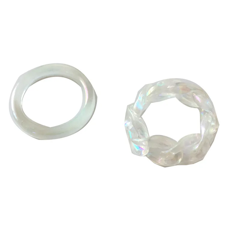 

Transparent simple European and American style fashion finger ring set simple chain round ring for women Fashion Jewelry Rings