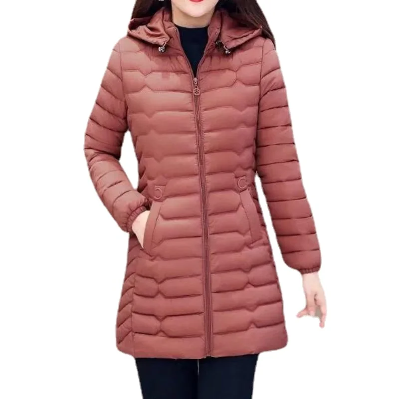 

Winter Women's Cotton Coat 2021 New Women's Mid-length Slim-fit Simple and Versatile Light Cotton Jacket High Quality