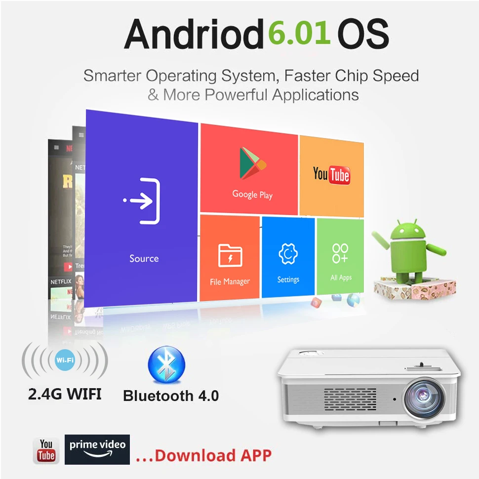 TRANSJEE 4K проектор для телефона Full HD Домашний кинотеатр 3D Android СВЕТОДИОДНЫЙ 1920x1080