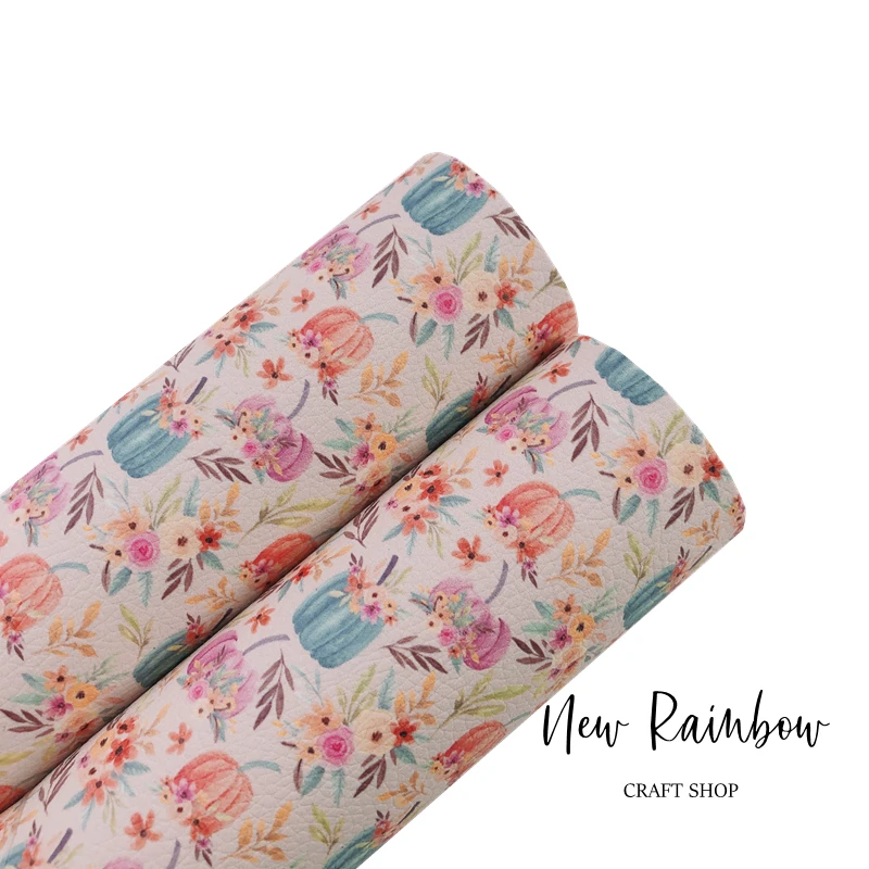 Новая Радужная оранжевая и синяя Цветочная Тыква с принтом искусственной кожи