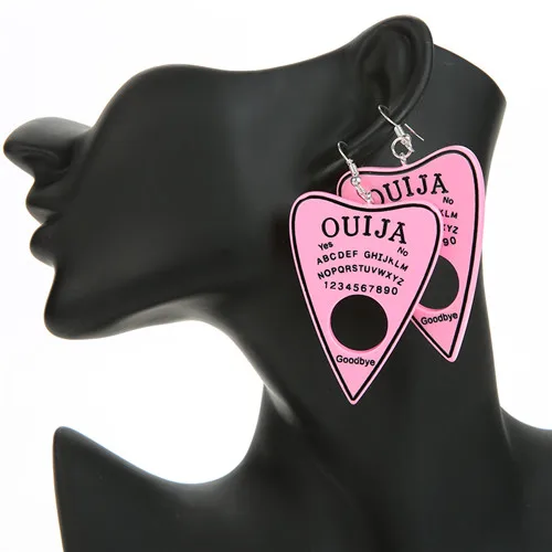 1 пара, женские серьги-капли, многоцветная смола, Ouija planchette, амулеты, полимерная серьга для подарка на день рождения, детские женские ювелирные изделия - Окраска металла: soild pink