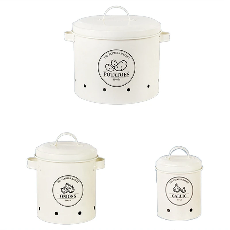 

3 Pcs Storage Box Potatoes Onions Garlic Bin Kitchen Food Container Buckets Breathable Metal Box Potato Bucket