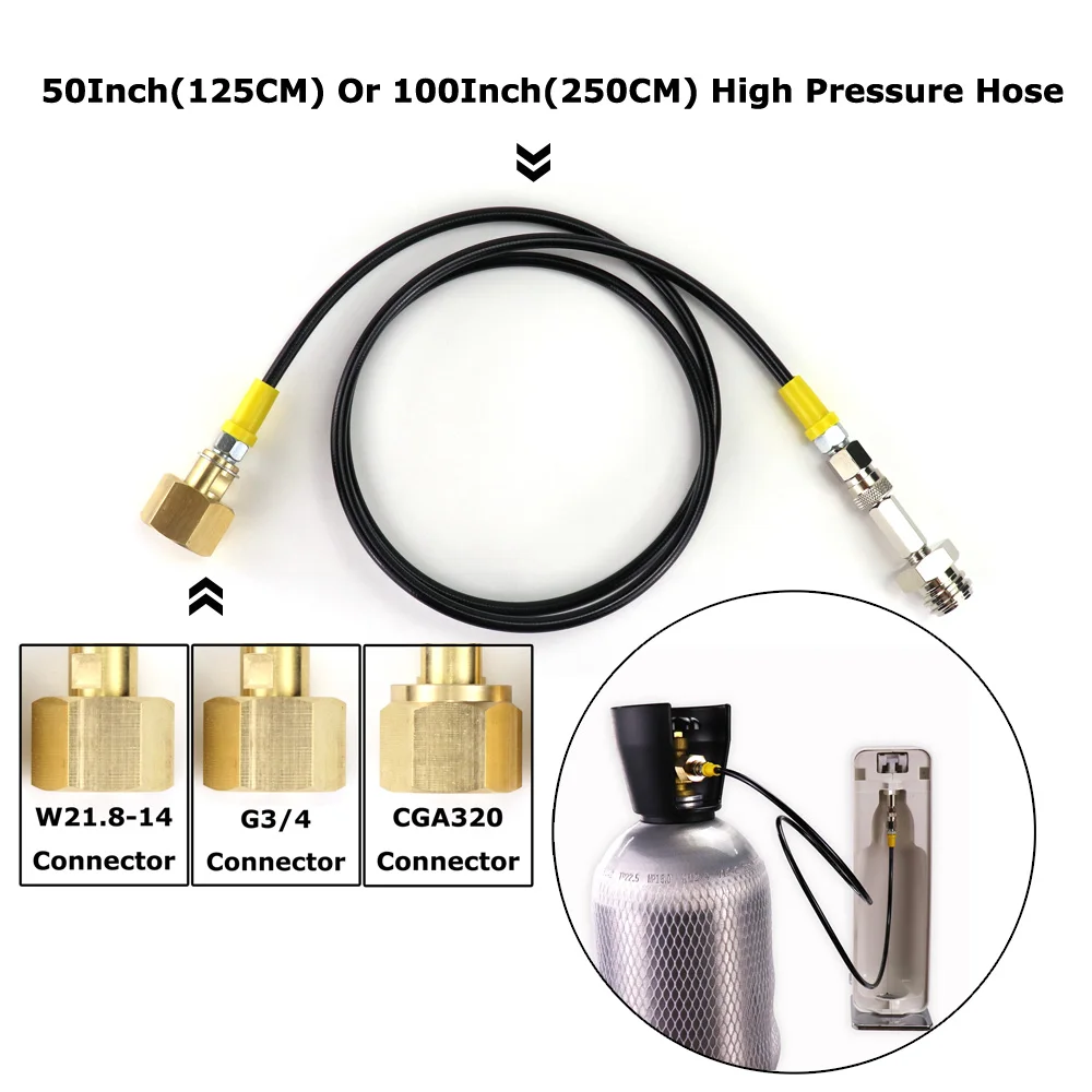 New SodaStream/Soda Club to External Co2 Tank Adapter and Hose Kit W21.8-14 Or CGA320 W/Quick Disconnect Connector