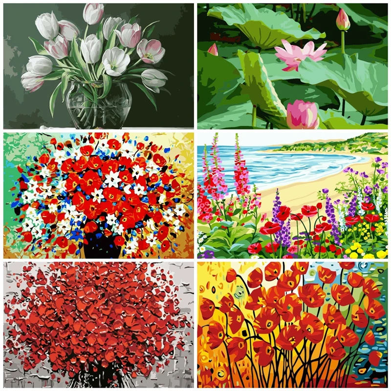 AZQSD картина маслом по номерам цветы ручная роспись холст Настенная Современная DIY