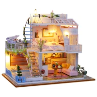 kids toys diy wooden cottage assembled doll house model building kit blocks kawaii dollhouse creative birthday gift for girl
