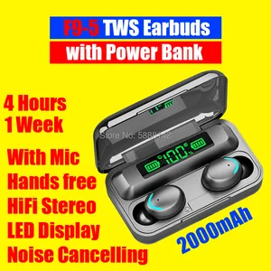 high bass earbud wireless bluetooth eearphone earphon tws earbuds headset ecouteur handfree nnoise cancelling power bank free global shipping