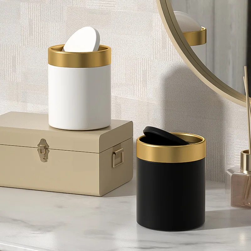 

Mini Rolling Cover Type Cute Desktop Trash Can Coffee Table Living Room Bedroom Office Waste Bin