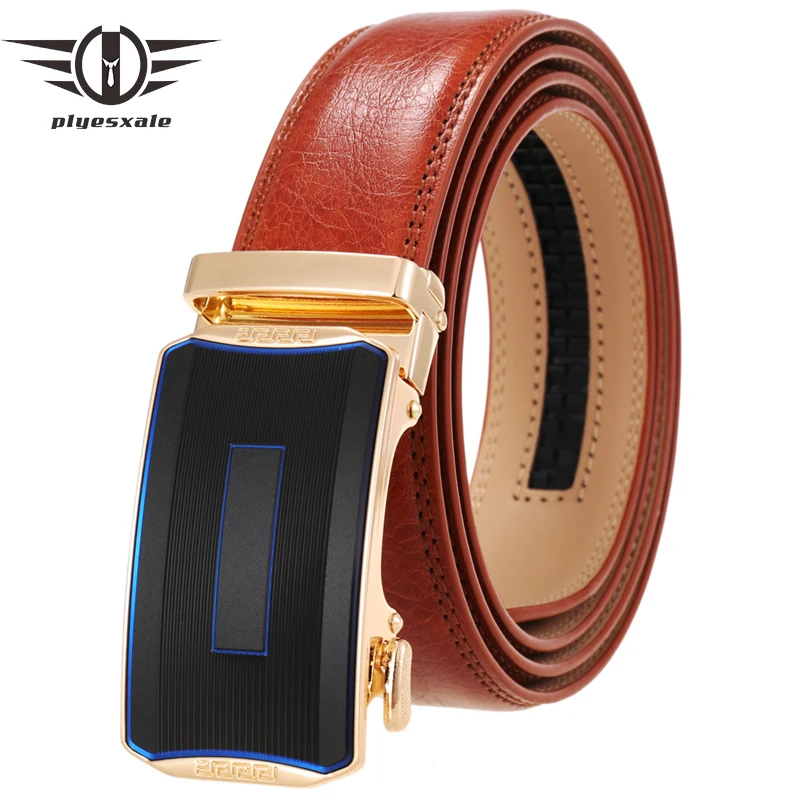 

3.5cm Width Black Red Brown Leather Belts For Men Automatic Buckle Luxury Cinturones Hombre Mens Belts Casual No Holes G348