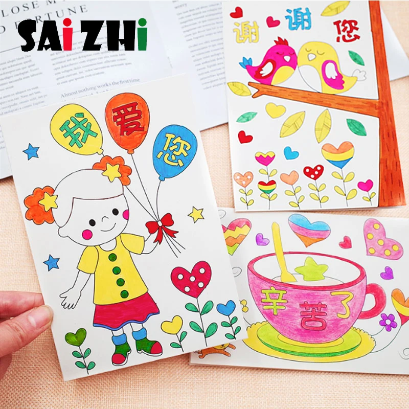 Saizhi 1 шт. картина сделай сам поздравительная открытка художественные бумажные