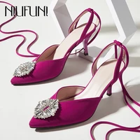 niufuni new summer gladiator womens pumps ankle strap high heels rhinestone stiletto slingback sandals suede sexy wedding shoes