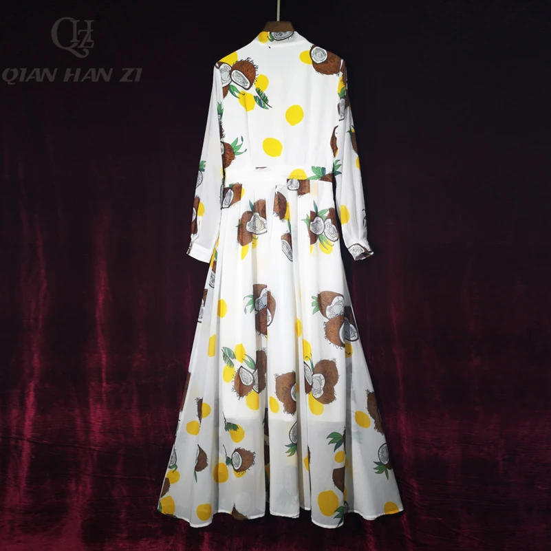 Цянь Хан Zi весенне-летнее модное дизайнерское платье макси с длинным рукавом для