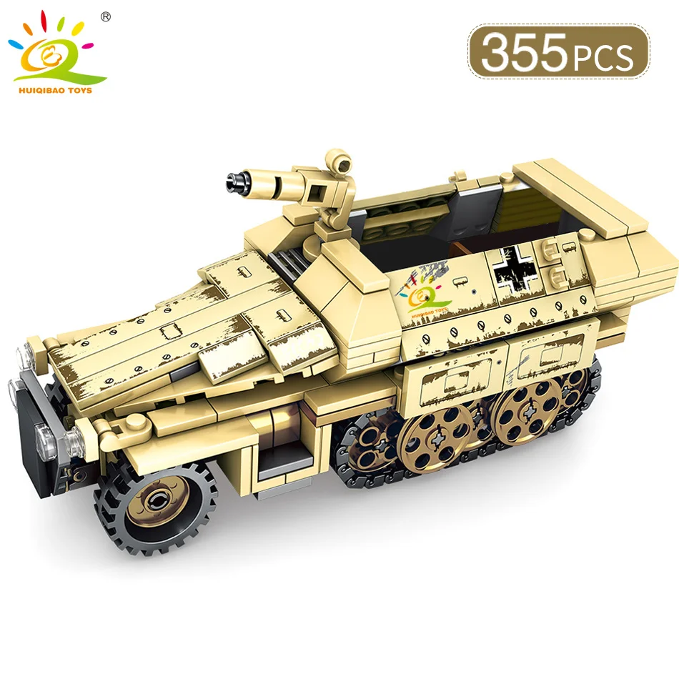 HUIQIBAO 355 шт. военный бронированный грузовик строительные блоки армейский
