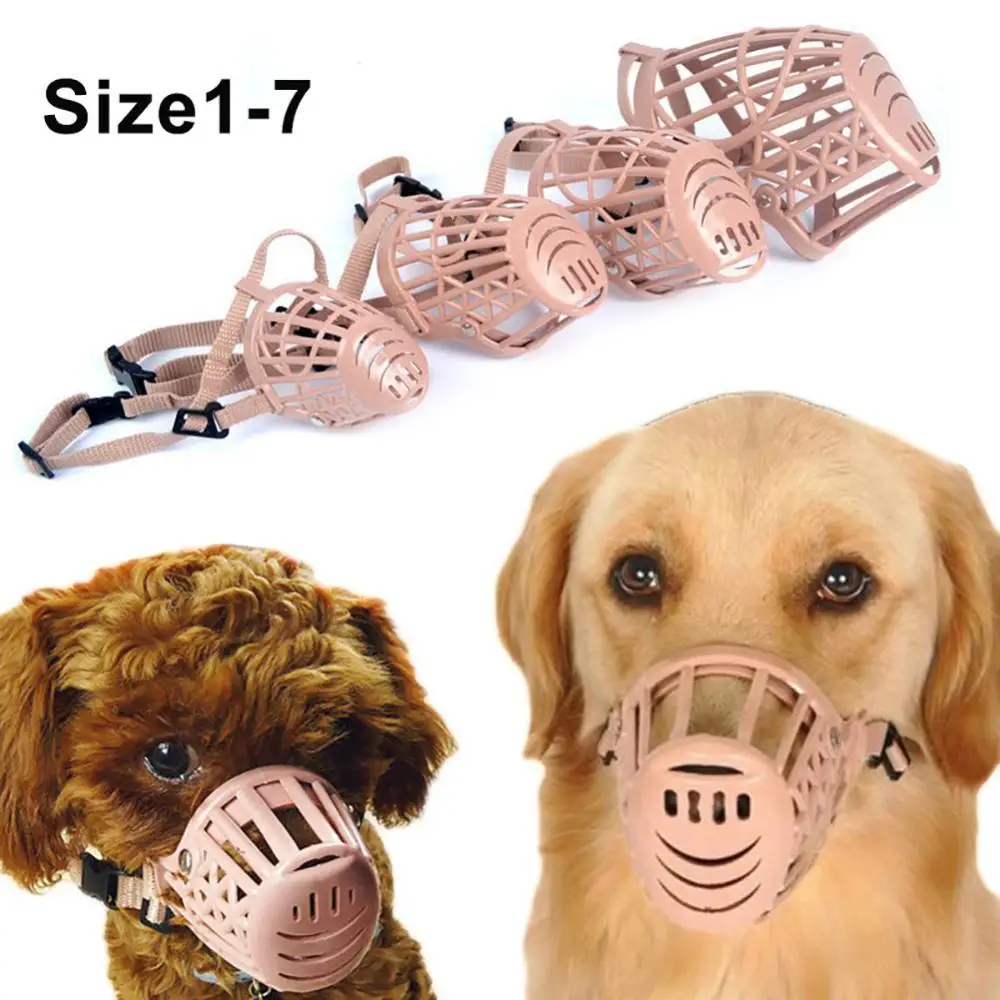 

50%HOTPlastic Adjustable Pet Dogs Cats Muzzle Basket Design Anti Biting Mouth MaskS1